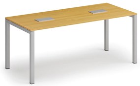 Rokovací stôl PRIMO SQUARE, 180x80 cm, buk + 2x stolová zásuvka TYP III, strieborná