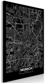 Artgeist Obraz - Dark Map of Munich (1 Part) Vertical Veľkosť: 40x60, Verzia: Premium Print
