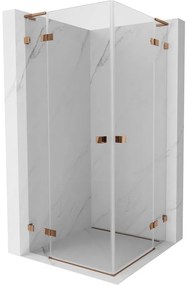 Mexen Lunar, L Duo výklopný sprchový kút 115 x 115 cm, 8mm číre sklo, profil ružové zlato, 834L-115L-115P-60-00