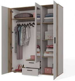 Šatníková skriňa so zrkadlom AVA 150 cm dub evoke/kašmírová
