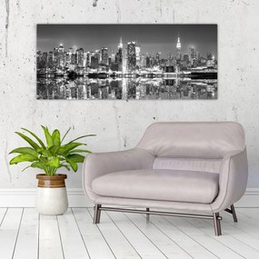 Obraz - New York, čiernobiely (120x50 cm)