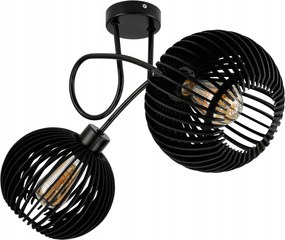 BERGE LED stropné svietidlo 2XE27, drevené, čierne