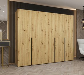 Šatníková skriňa 250 cm Alice 1 (dub artisan + čierna). Akcia -20%. Vlastná spoľahlivá doprava až k Vám domov. 1126124