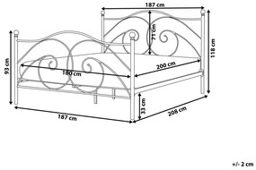 Biela kovová posteľ s rámom 180 x 200 cm DINARD Beliani