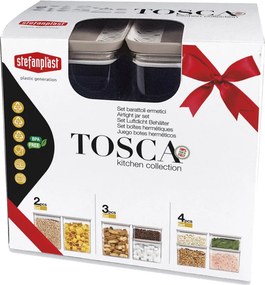 STEFANPLAST Sada 3 obdĺžnikových nádob Tosca, priehľadné/svetlošedé