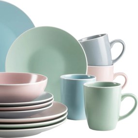 Mäser Jedálenská súprava riadu 16 ks ELISSA II – mix farieb mat
