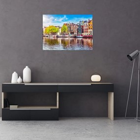 Sklenený obraz - Tancujúce domy, Amsterdam (70x50 cm)