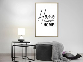 Artgeist Plagát - Black and White: Home Sweet Home [Poster] Veľkosť: 40x60, Verzia: Zlatý rám s passe-partout
