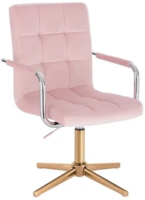 LuxuryForm DESIGN Stolička VERONA VELUR na zlatom kríži - ružová