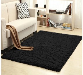 TZ Čierny obdĺžnikový shaggy koberec Lana Rozmer: 200x200