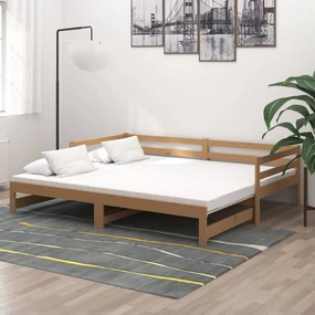 Rozkladacia denná posteľ 2x(90x200)cm, medová, borovicový masív