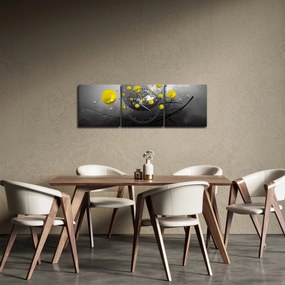 Obraz - žlté abstraktné gule (s hodinami) (90x30 cm)