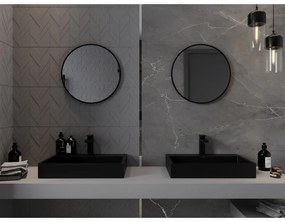 Mexen Loft, okrúhle kúpeľňové zrkadlo 55 cm, farba rámu čierna matná, 9850-055-055-000-70