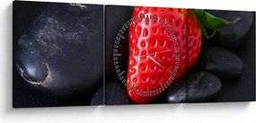 Obraz - jahoda (s hodinami) (90x30 cm)