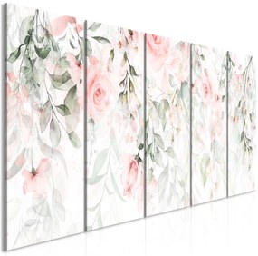 Artgeist Obraz - Waterfall of Roses (5 Parts) Narrow - First Variant Veľkosť: 225x90, Verzia: Premium Print