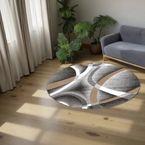 Protišmykový koberec NOVO sivý / hnedý kruh