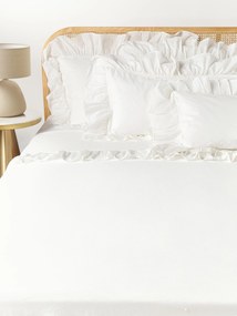 Posteľná plachta z vypratého bavlneného perkálu's volánmi Louane