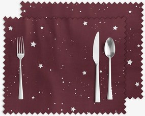 Goldea vianočné prestieranie na stôl teflónové - hviezdičky na vínovej - sada 2ks 30 x 40 cm
