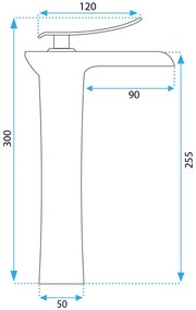Rea Laguna Antique, vysoká umývadlová batéria h-280, mosadzná, REA-B8120