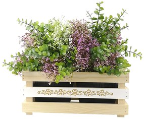 AMADEA Drevený obal s kvetináči s motívom čipky, 32x17x15cm Český výrobok