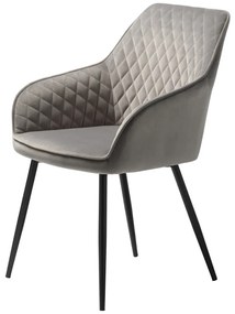 Sivá zamatová jedálenská stolička Unique Furniture Milton
