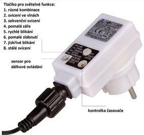 Vianočné osvetlenie 10 m, 100 LED, farebné, zelený kábel