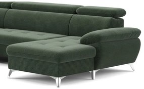 Rozkladacia rohová sedačka CATANIA do U, ľavá, zelená, s úložným priestorom