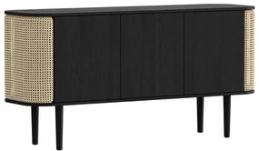 Nízka komoda v dekore duba v čierno-prírodnej farbe 150x75 cm Treasures – UMAGE