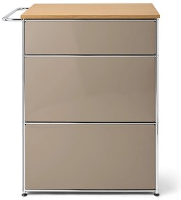 Kovová kávová komoda »CN3« s 2 zásuvkami, hnedosivá