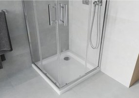 Mexen Rio, štvorcový sprchový kút 80 x 80 cm, 6mm číre sklo, chrómový profil + biela sprchová vanička, 860-080-080-01-00-4010