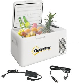Outsunny 16,8 Litrová Kompresorová Elektrická Chladička Mini Chladnička až do -20℃ s LED ECO Módovým Pripojením Tichá Mraznička Thermobox 12/230 Volto