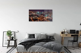 Sklenený obraz Varšava Mesto nočné panorama 140x70 cm