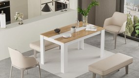 Obdĺžnikový jedálenský stôl Houseland Future 03 biely/dub Castello