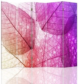 Ozdobný paraván Listová příroda - 180x170 cm, päťdielny, obojstranný paraván 360°