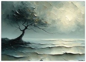 Obraz - Olejomaľba stromu s oceánom (70x50 cm)