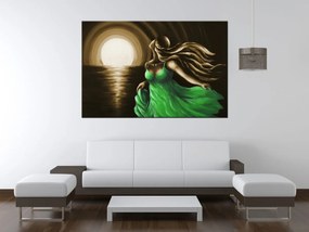 Gario Ručne maľovaný obraz Žena v zelenom Rozmery: 120 x 80 cm