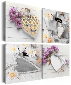 Artgeist Obraz - Hearts and flowers Veľkosť: 40x40, Verzia: Na talianskom plátne