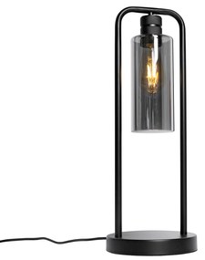 Moderná stolná lampa čierna s dymovým sklom - Stavelot