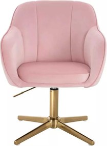 LuxuryForm DESIGN Stolička AVOLA VELUR na zlatom kríži - svetlo ružová