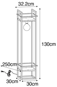 Priemyselná stojaca lampa čierna - Cage Rack
