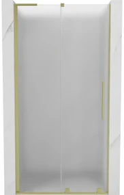 Mexen Velar L, posuvné sprchové dvere do otvoru 90 cm, 8mm sklo námraza, zlatá matná, 871-090-003-31-55