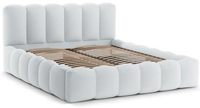 Svetlosivá čalúnená dvojlôžková posteľ s úložným priestorom s roštom 160x200 cm Lupine – Micadoni