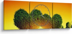 Obraz - Srdce v korunách stromov (s hodinami) (90x30 cm)