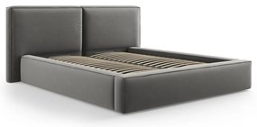 Sivá zamatová čalúnená dvojlôžková posteľ s úložným priestorom s roštom 180x200 cm Arendal – Cosmopolitan Design