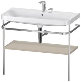 DURAVIT Happy D.2 Plus c-shaped kovový stojací podstavec s nábytkovým umývadlom s dvomi otvormi, 1 polička, 975 x 490 x 850 mm, chróm/taupe matná lakovaná, HP4838E6060