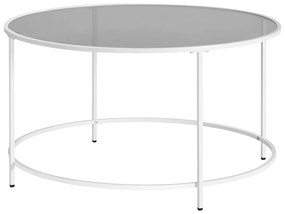 Okrúhly konferenčný stolík, stolík s oceľovým rámom, biela a sivá farba