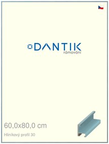 DANTIK rám na obraz 60x80 | ALU Dýha barevná modrá pastel (Plexi Čiré)