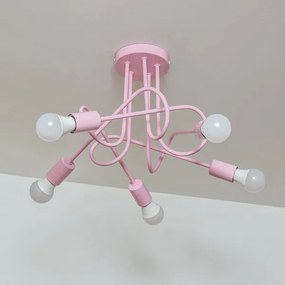 Prisadený luster OXFORD 5xE27/15W/230V ružový