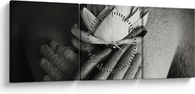 Obraz - Lotos v rukách Budhu (s hodinami) (90x30 cm)