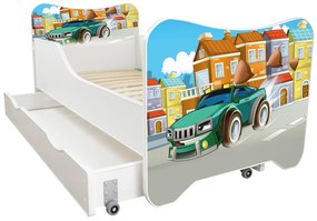 TOP BEDS Detská posteľ Happy Kitty 140x70 Super auto so zásuvkou